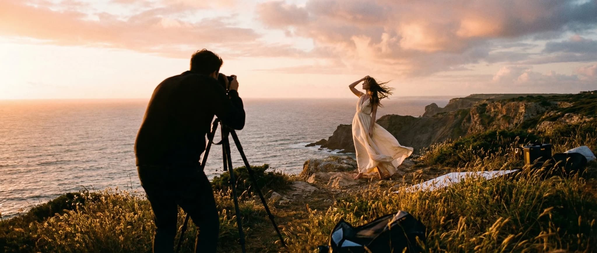Behind the scenes of an editorial photoshoot on the Lisbon coast
